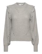 Vinorila New L/S Pointelle Knit Top Vila Grey