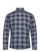 Twisted Yarn Checked Shirt L/S Lindbergh Blue