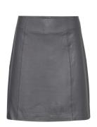Slfnew Ibi Mw Leather Skirt B Selected Femme Grey