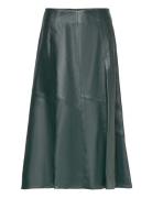 Flared Leather Midi Skirt IVY OAK Green