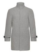 Recycled Wool Funnel Neck Coat Lindbergh Grey