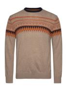 Jacquard O-Neck Knit Lindbergh Beige