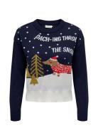 Onlxmas Daching Ls O-Neck Box Knt ONLY Navy