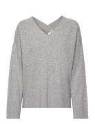 Yasemilie Ls V-Neck Knit Pullover S.noos YAS Grey