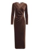 Slftara Ls Velvet Ankle Dress Selected Femme Brown