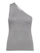 Slflura Lurex Shoulder Knit Top Selected Femme Grey
