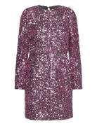 Slfcolyn Ls Short Sequins Dress B Selected Femme Pink