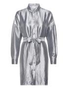 Slfsilva-Tonia Ls Shirt Dress B Selected Femme Silver