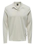 Onsbrody Reg Split Neck Ls Polo ONLY & SONS Beige