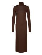 Wool-Blend Jersey Roll Neck Midi Dress Polo Ralph Lauren Brown