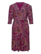 Paisley Surplice Jersey Dress Lauren Women Burgundy