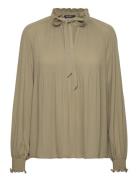 Pleated Georgette Tie-Neck Blouse Lauren Ralph Lauren Green