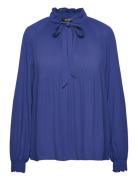 Pleated Georgette Tie-Neck Blouse Lauren Ralph Lauren Blue