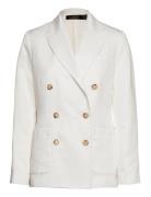 Double-Breasted Linen-Blend Twill Blazer Lauren Ralph Lauren White