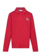 Long Sleeves Cotton Polo Mango Red