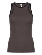 Eswalmue Tank Top Contrast F Enkel Studio Brown