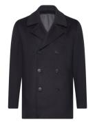 Recycled Wool Double-Breasted Coat Mango Navy