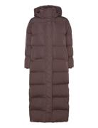 Maxi Hooded Puffer Coat Superdry Brown