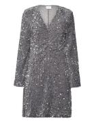 Vibarina Wide Sleeve Glitter Dress Vila Silver