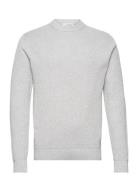 Slhdane Ls Knit Structure Crew Neck Noos Selected Homme Grey