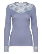 Silk T-Shirt Regular Ls W/Lace Rosemunde Blue