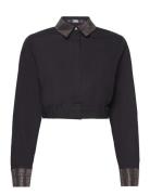 Rhinest Cropped Shirt Karl Lagerfeld Black