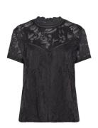 Vistasia Lace S/S Top - Vila Black