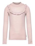T-Shirt Wool Ruffle Ls Wheat Pink