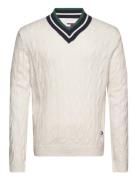 Tjm Reg V-Neck Cable Sweater Tommy Jeans Cream