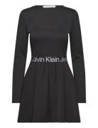Logo Elastic Long Sleeve Dress Calvin Klein Jeans Black