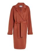 Df Wool Belted Wrap Coat Calvin Klein Red