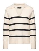Striped Polo-Neck Sweater Mango Cream