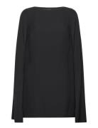 Cape Georgette Cocktail Dress Lauren Ralph Lauren Black