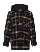 Shirt W Hood Checked Lindex Black