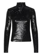 Sequined Jersey Turtleneck Polo Ralph Lauren Black