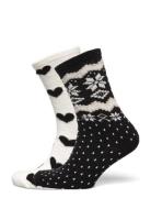 Sock 2 P Fairisle Lindex Black