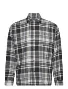 Big Fit Plaid Brushed Flannel Shirt Polo Ralph Lauren Grey