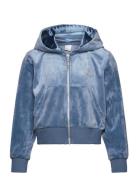 Sweater Zip Hood Velour Lindex Blue