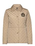 Crest-Patch Diamond-Quilted Jacket Lauren Ralph Lauren Khaki