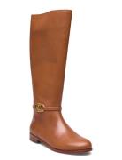 Bridgette Burnished Leather Tall Boot Lauren Ralph Lauren Brown