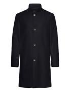 Wool Blend Funnel Neck Coat Calvin Klein Navy