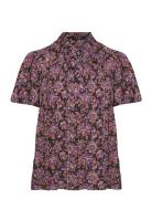 Floral Pleated Georgette Blouse Lauren Ralph Lauren Purple