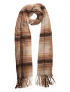 Plaid Fringe-Trim Wool-Blend Scarf Polo Ralph Lauren Brown