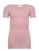 Silk T-Shirt Ss W/ Lace Rosemunde Kids Pink