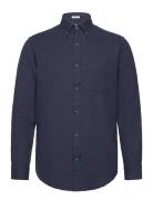 Reg Herringb Flannel Shirt GANT Navy