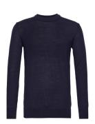 Regular Merino Knit Crew Neck Knowledge Cotton Apparel Navy