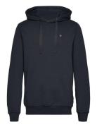 Arvid Basic Hood Badge Sweat - Gots Knowledge Cotton Apparel Navy