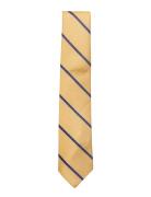 Yellow Blue Single Stripes Silk Tie AN IVY Patterned