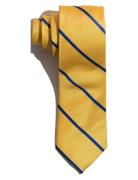 Yellow Blue Single Stripes Silk Tie AN IVY Patterned