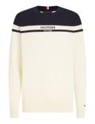 Colorblock Graphic C Nk Sweater Tommy Hilfiger Cream